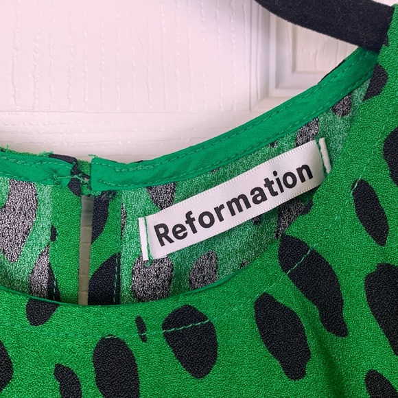 Reformation Kelly green and black Dulce mini dress sz 4 - Picture 9 of 13